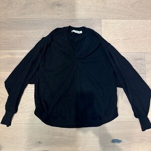 Givenchy Black V-Neck Open-Sleeved Sweater